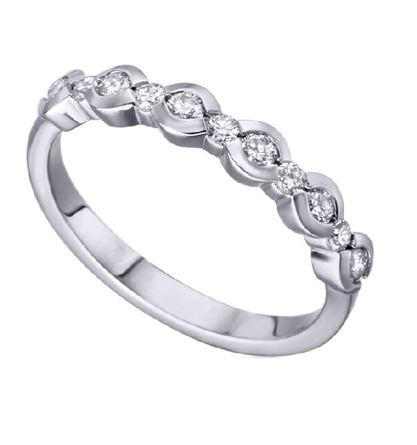 White gold band with diamonds