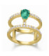 Yellow gold ring with Emerald and Diamonds