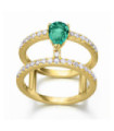 Yellow gold ring with Emerald and Diamonds