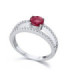 White gold ring with red Sapphire and Diamonds