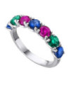 White gold ring with Emeralds, Rubies, blue Sapphires and Diamonds White gold ring with Emeralds, Rubies, blue Sapphires and Diamonds