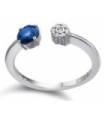 White gold ring with  blue Sapphire and Diamonds