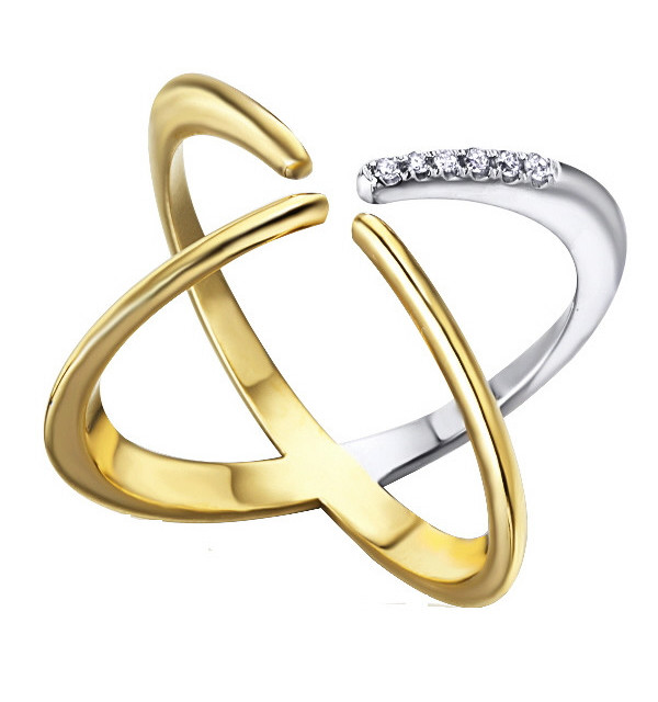 Anillo oro blanco y amarillo con Diamantes