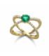 Yellow gold ring with Emerald and Diamonds