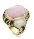 Yellow gold ring with Diamonds, rose Opal and enamel.