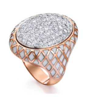 Rose gold ring with Enamel and Diamonds