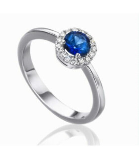 White gold ring with Diamonds and Sapphire