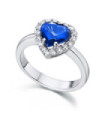Anillo de  oro blanco con Zafiro y orla de Diamantes