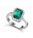 White gold ring with Emerald and halo Diamonds