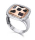 White and rose gold ring with diamonds and enamel