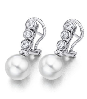 White gold earrings with Diamonds and Pearls
