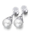 Pendientes oro blanco, perlas  y Diamantes