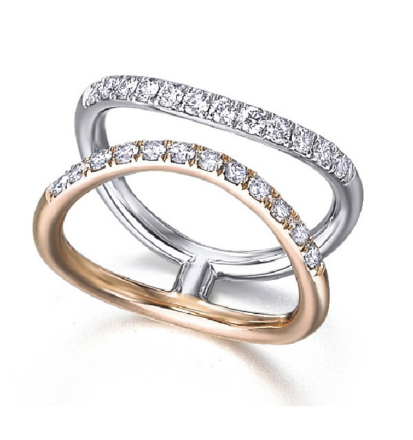 Anillo oro blanco y rosa con Diamantes