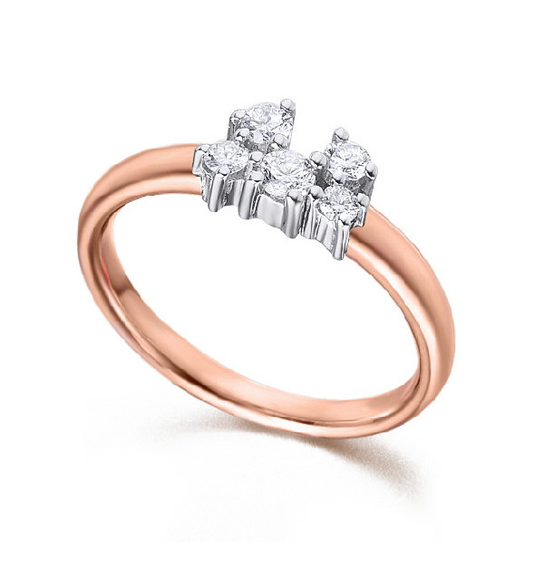 White and rose gold ring with Diamonds
