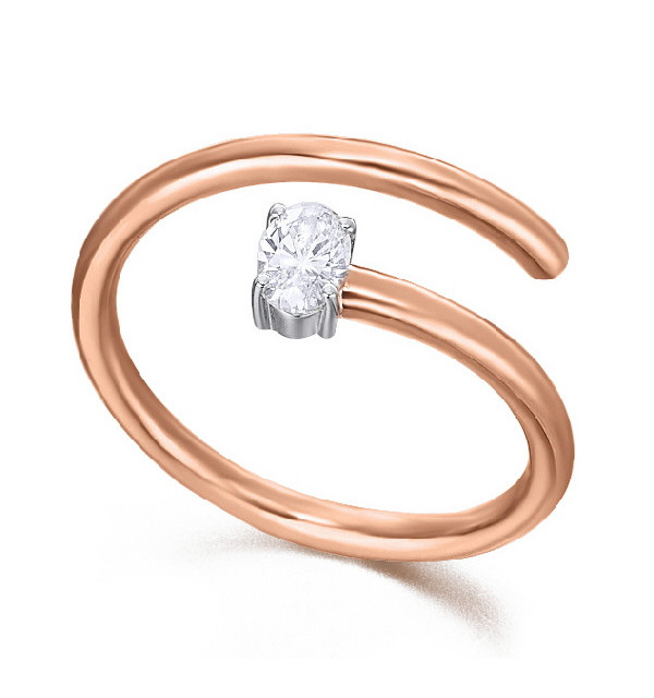 Anillo oro blanco y rosa con diamantes