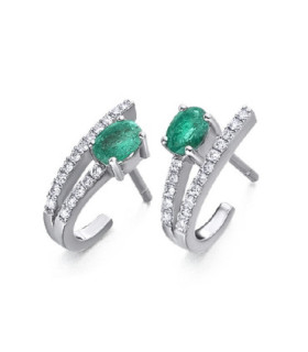 White gold earrings and Diamonds and Emerald