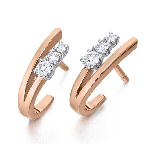 Pendientes oro blanco y rosa con Diamantes