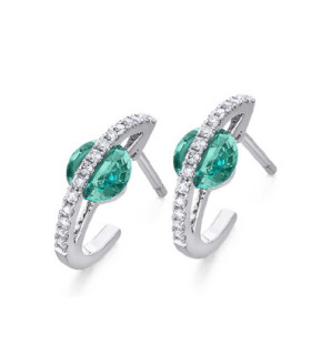 White gold earring with Emerald and Diamonds