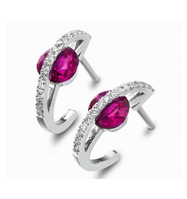 Pendientes de  oro blanco con Rubí y  Diamantes
