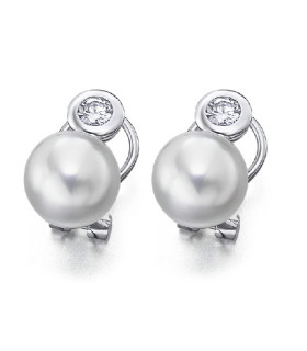 Pendientes oro blanco,  Diamantes y perlas cultivadas