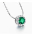 Colgante de oro blanco con Esmeralda y orla de Diamantes Colgante de oro blanco con Esmeralda y orla de Diamantes