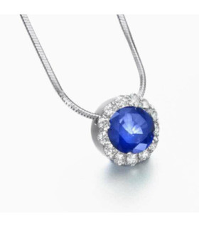 White gold pendant with Diamonds and Shappire