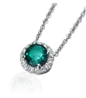 White gold pendant with Diamonds and Emerald