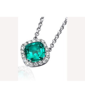 White gold pendant with Emerald and Diamonds