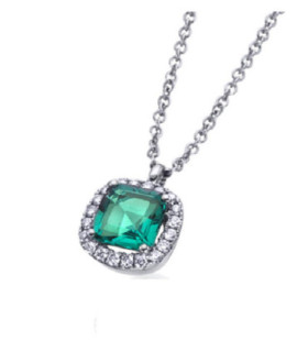 White gold pendant with Emerald and Diamonds