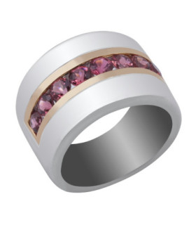 Rose gold and silver ring with rose Tourmalines