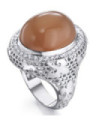 Anillo oro blanco , Piedra luna   y  Diamantes