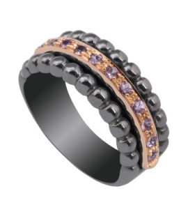 Rose gold and silver ring with brown Sapphire
