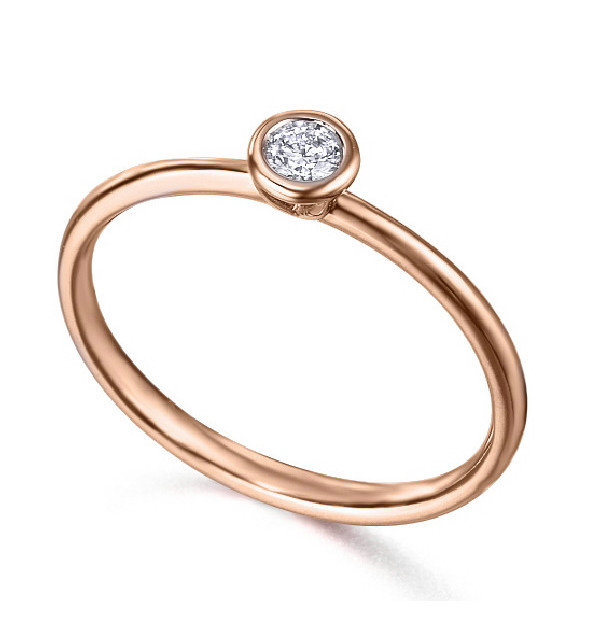 Anillo oro rosa y  Diamante