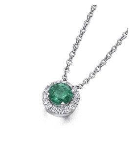 White gold pendant with Diamonds and Emerald