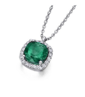 White gold pendant with Diamonds and Emerald