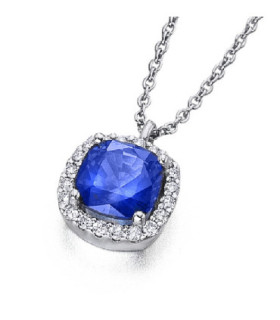 White gold pendant with Diamonds and Sapphire