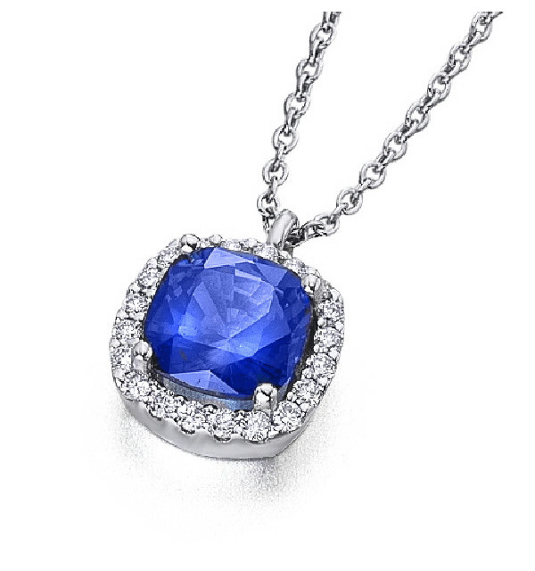White gold pendant with Diamonds and Sapphire