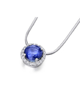 Colgante oro blanco.Dmtes.0,18cts.Zafiro