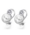 Pendientes oro blanco,  Diamantes y perlas cultivadas