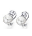 White gold earrings with Diamonds and  cultured Pearls
