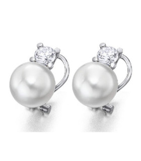 Pendientes oro blanco,  Diamantes y perlas australianas