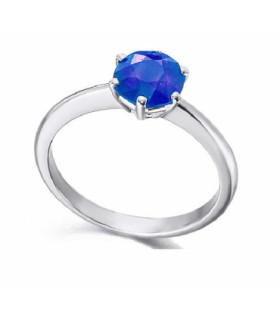Anillo de  oro blanco y  Zafiro