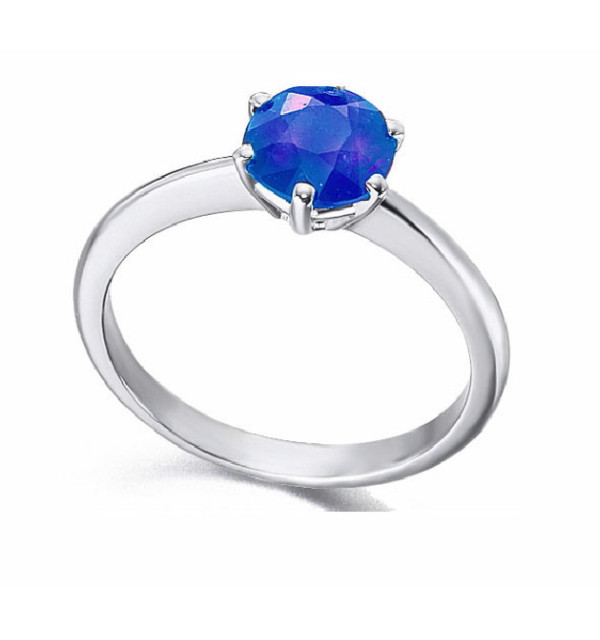 Anillo de  oro blanco y  Zafiro