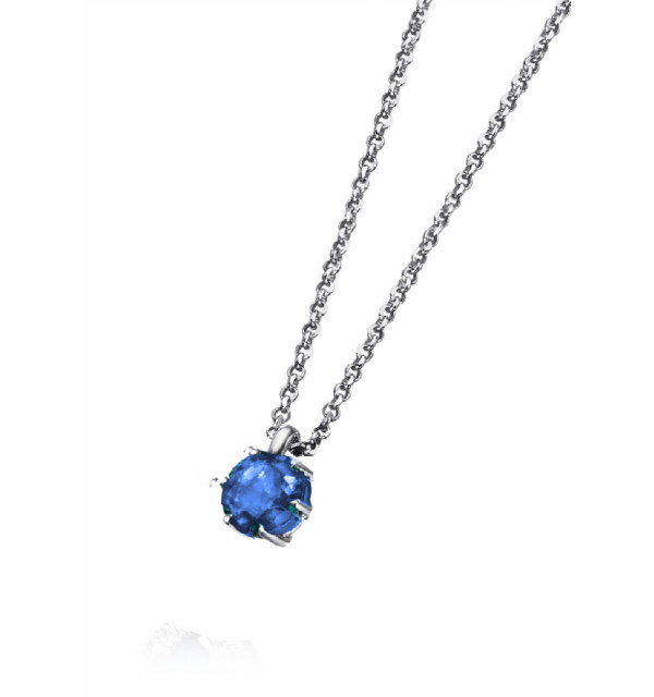 Colgante oro blanco y  Zafiro