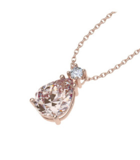 Colgante de  oro rosa  con Morganita y  Diamante