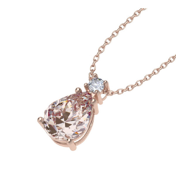 Colgante de  oro rosa  con Morganita y  Diamante