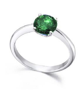 Anillo de  oro blanco y  Esmeralda
