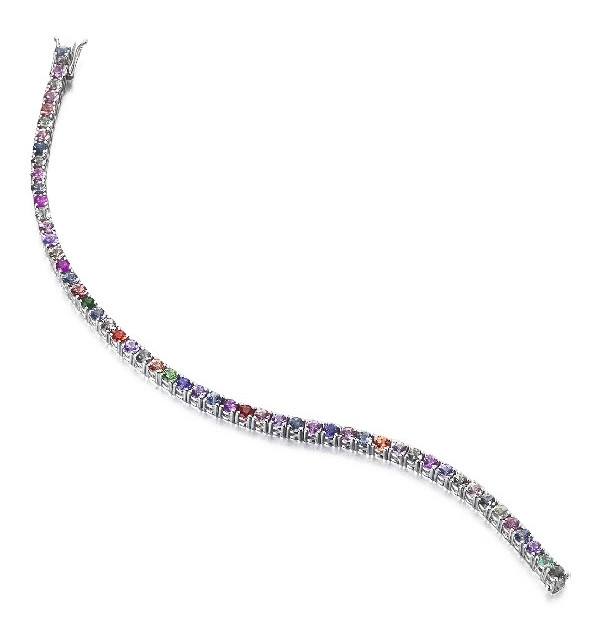 Pulsera Riviere oro blanco.Zafiros color