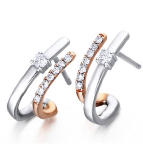 Rose and white gold earrings with Diamonds