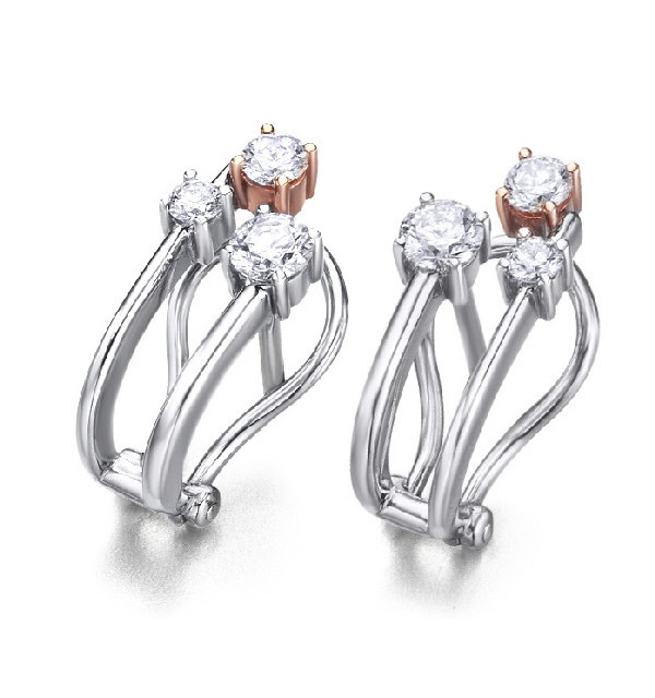 Rose and white gold earrings with Diamonds